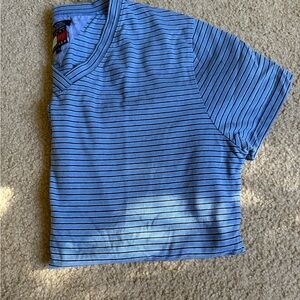 Tommy Hilfiger Light Blue Striped V-Neck Tee